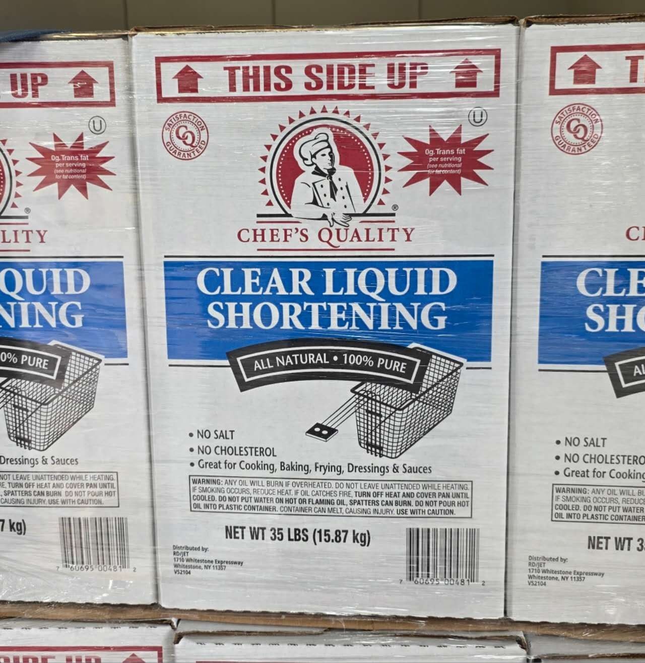 Clear Liquid Shortening Oil 35lb, Chef&#39;s *通用炸油