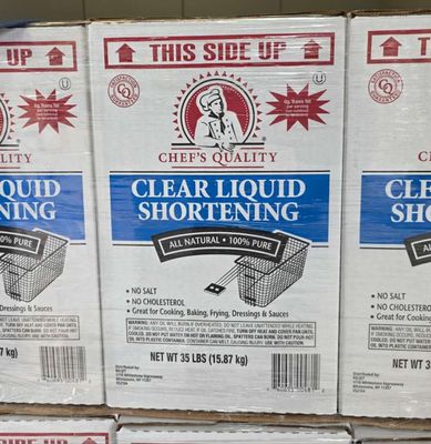 Clear Liquid Shortening Oil 35lb, Chef&#39;s *通用炸油