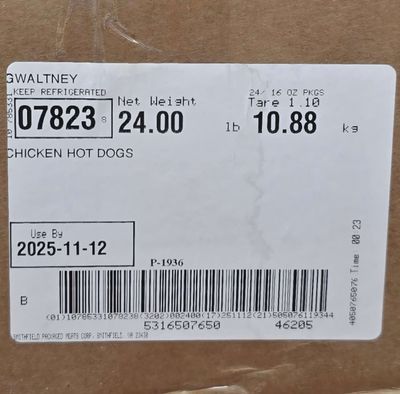 Hot Dogs Chicken 24x1lb, Gwaltney 07823 *鸡肉热狗
