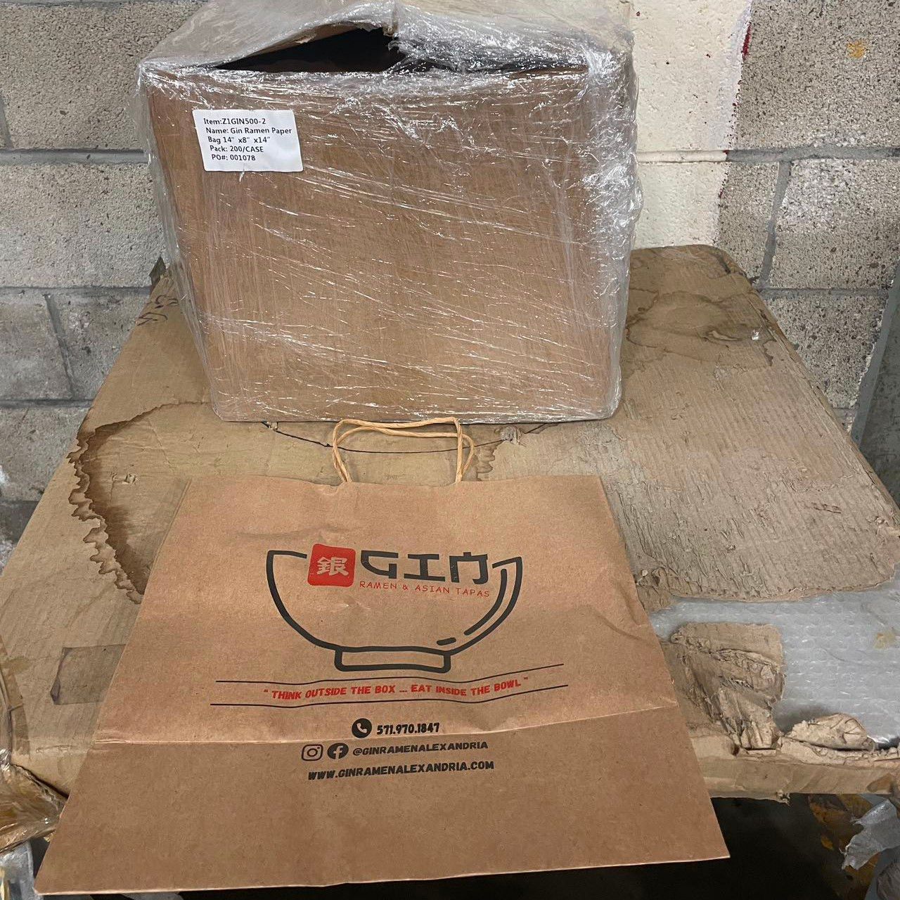 Gin Ramen Paper Bag 14&quot;X8&quot;X14&quot; - 200/C