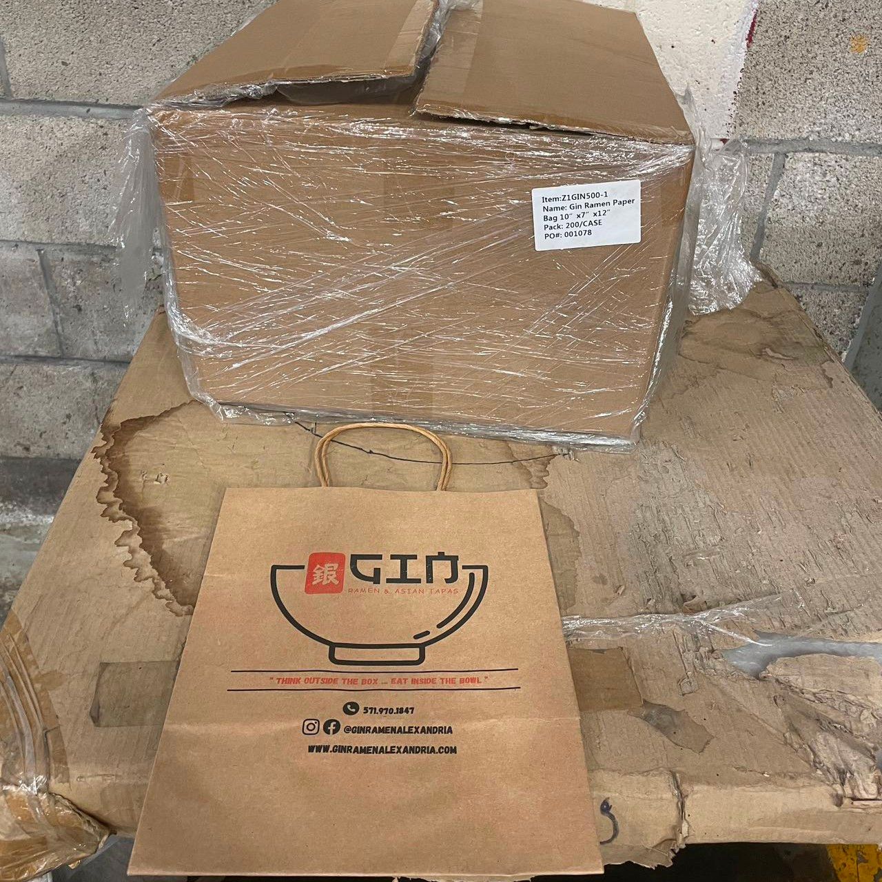 Gin Ramen Paper Bag 10&quot;X7&quot;X12&quot; - 200/C