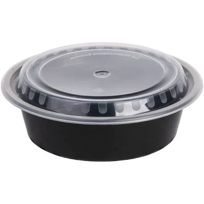 730 Black Plastic Take-Out Containers Circular 32oz