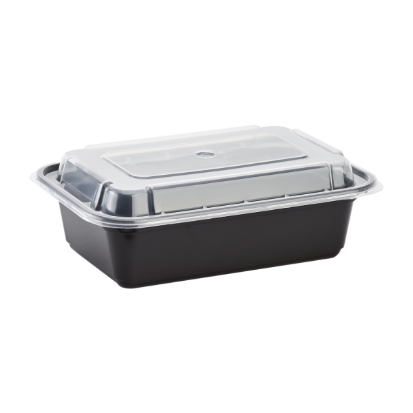 638 Black Plastic Take-Out Containers Oblong 24oz