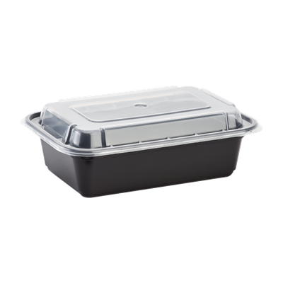 638 Black Plastic Take-Out Containers Oblong 24oz