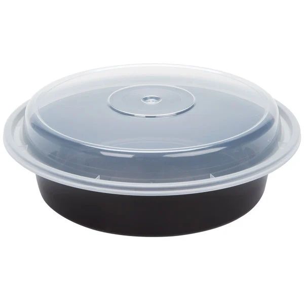 723/823 Black Plastic Take-Out Containers Circular 24oz