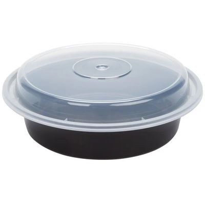 723/823 Black Plastic Take-Out Containers Circular 24oz