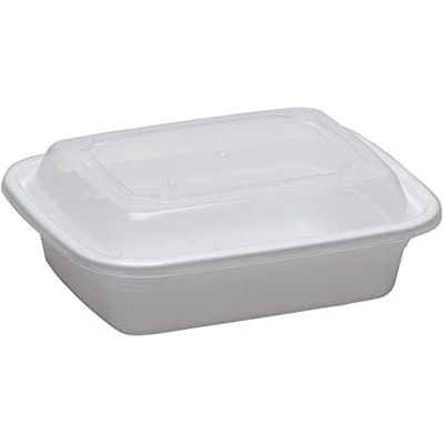 628 White Plastic Take-out Containers Oblong 12oz