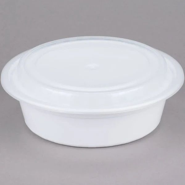 729 White Plastic Take-Out Containers Circular 32oz