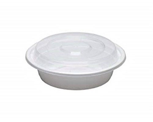 618/718 White Plastic Take-out Containers Circular 16oz