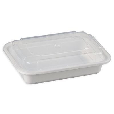 678/878 White Plastic Take-Out Containers Oblong 32oz