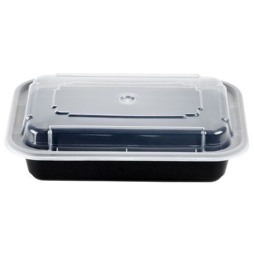 628 Black Plastic Take-out Containers Oblong 12oz