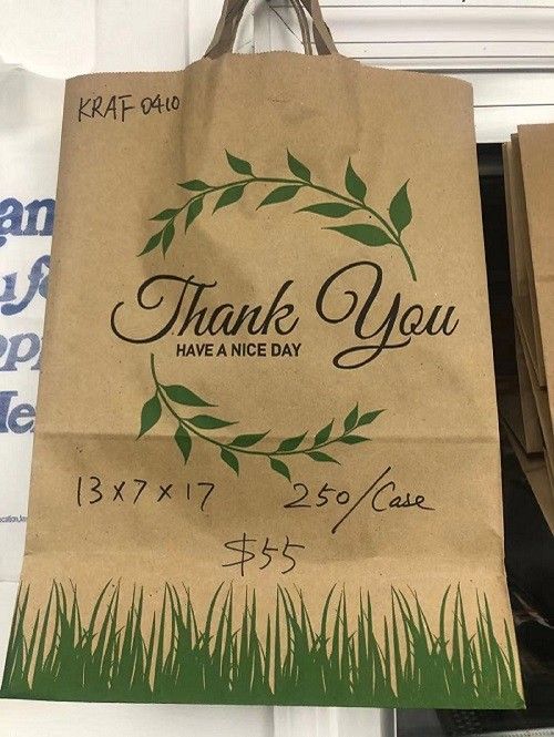Kraft Paper Bag 13X7x17 Print Thank You
