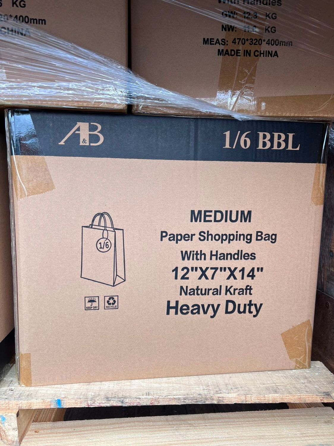 Kraft Paper Bag HD 1/6 BBL 12x7x14 200/C