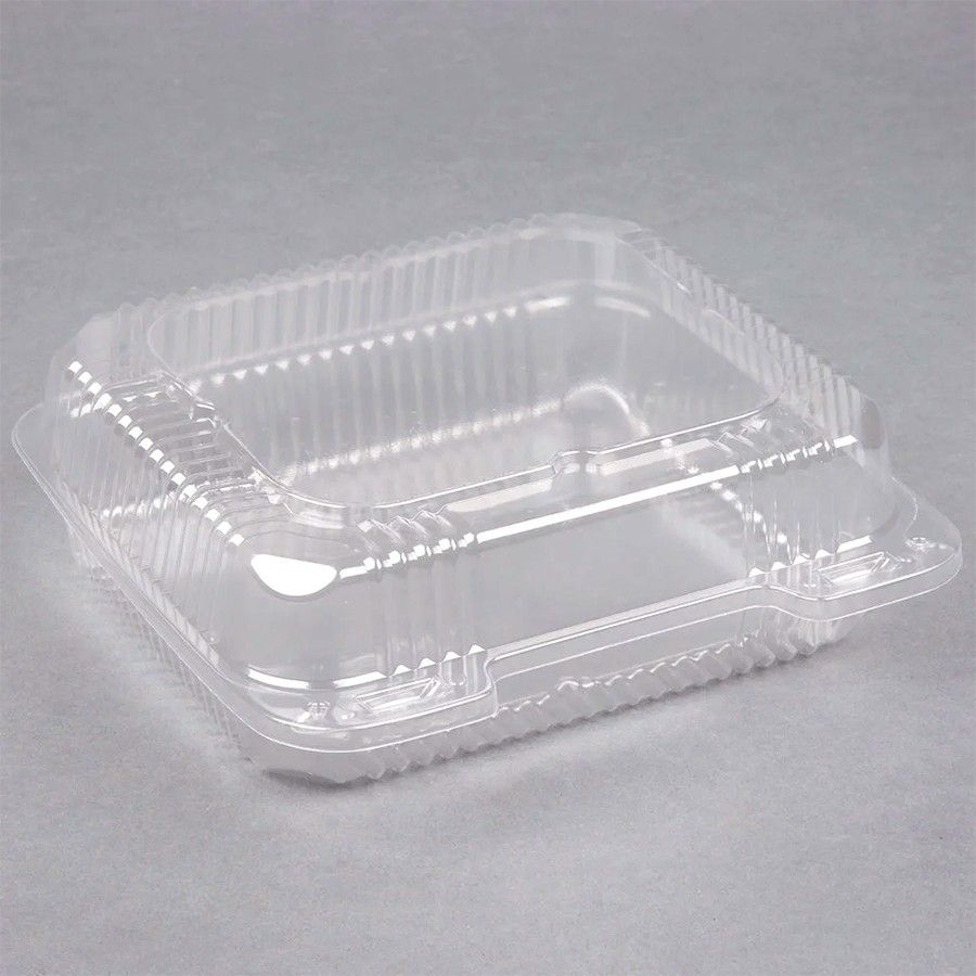 Clear Plastic Container W. Hinge 8x8x3 250/C