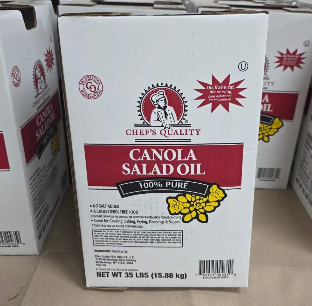 Canola Salad Oil 35 lb, Chef&#39;s *RD炒菜沙拉芥花油
