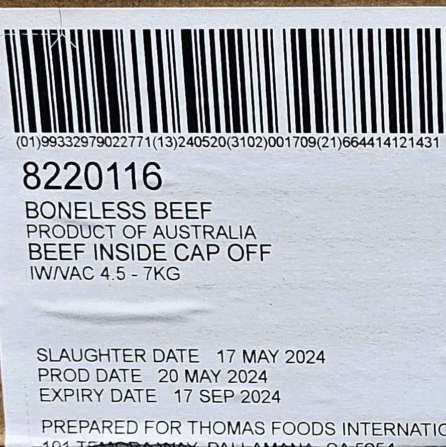 Beef Inside Round Halal Thomas/Cassino*牛内圆/清