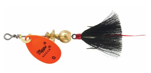 Mepps Aglia 0, Color: Hot Orange Black, Size: 0, Weight: 1/12oz