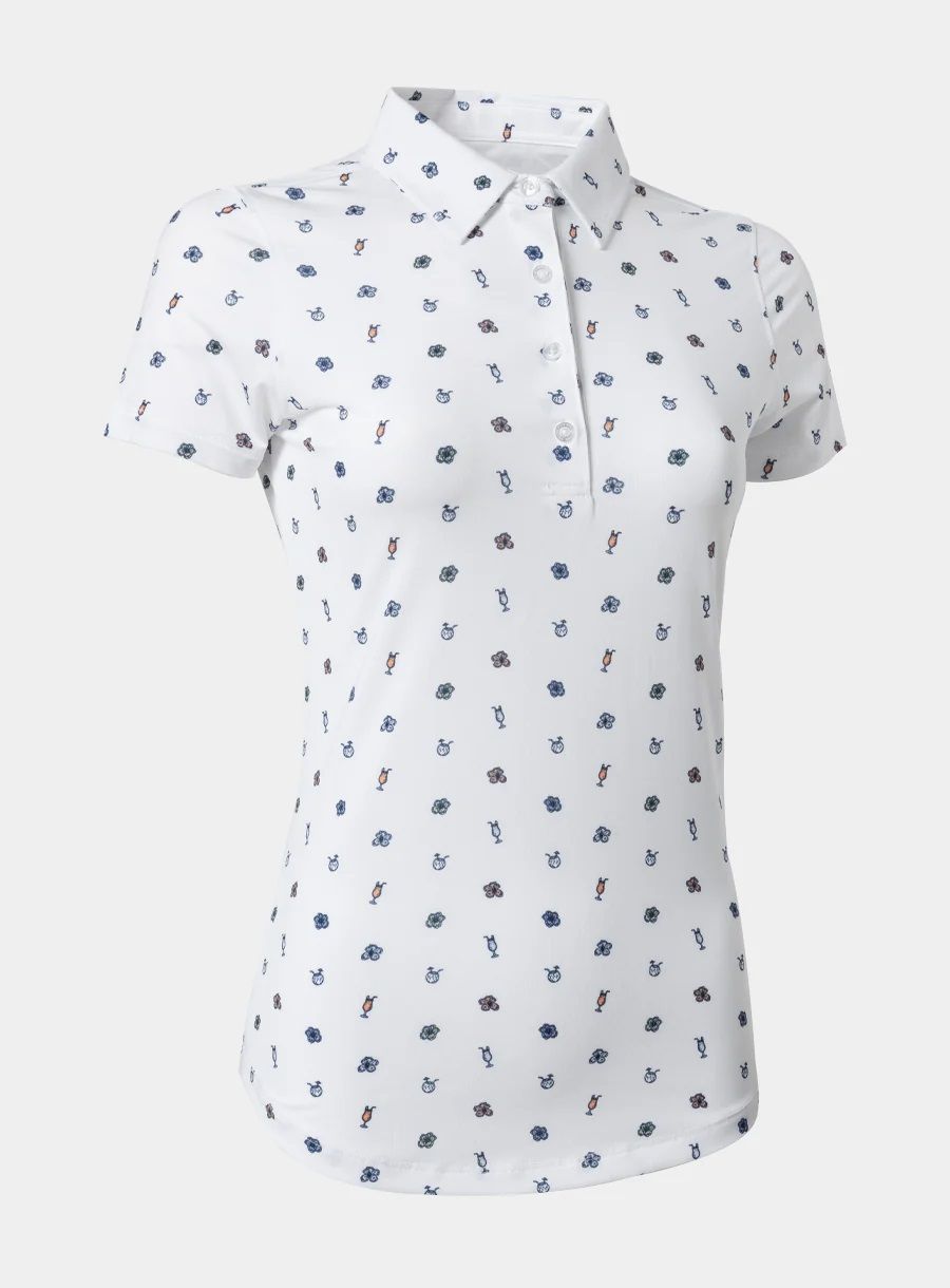Straight Down - 5 O&#39; Clock Somewhere Polo, Color: White, Size: Large