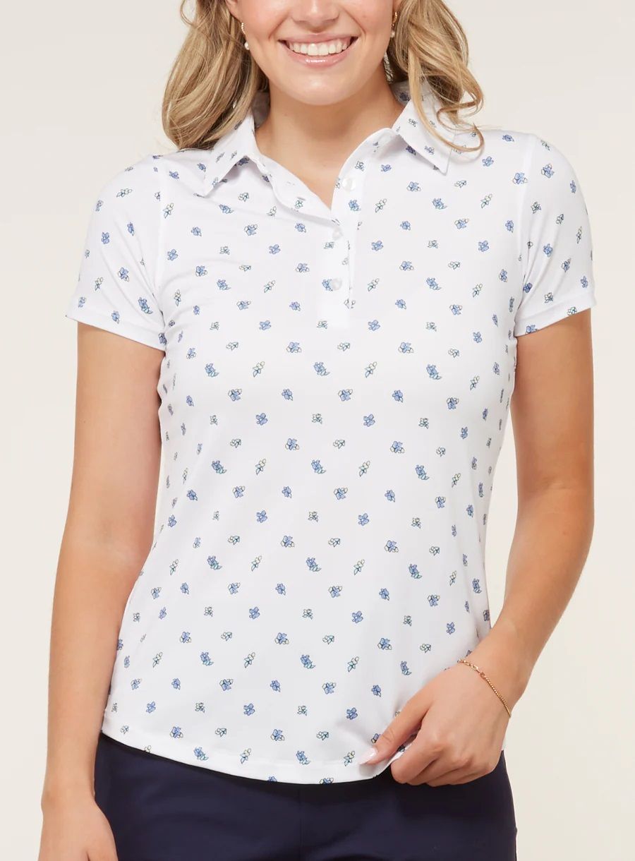 Straight Down - Blossom Polo, Color: White, Size: Medium