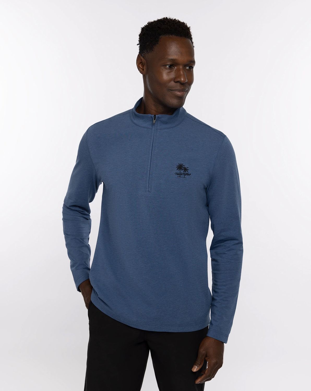 Travis Mathew - Washington Quarter Zip, Color: Heather Estate Blue, Size: Large
