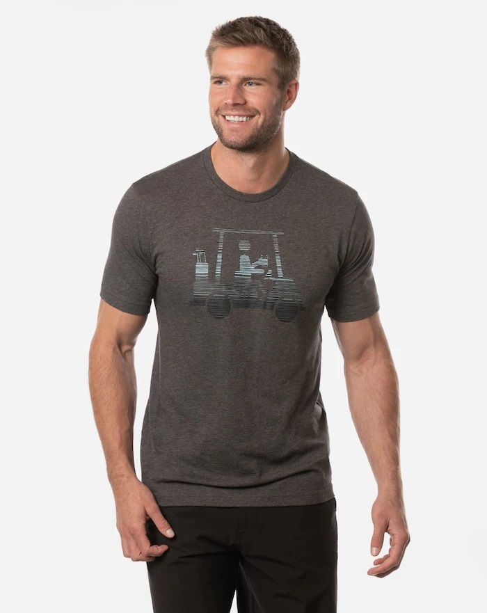 Travis Mathew - Race You Tee Shirt, Color: Heather Grey Pinstripe, Size: Medium