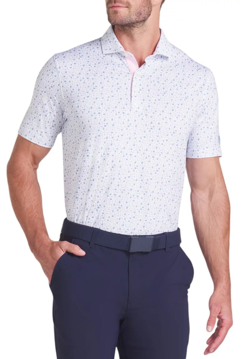 Puma x AP Tea Time Polo, Color: White Glow/Zen Blue, Size: Large