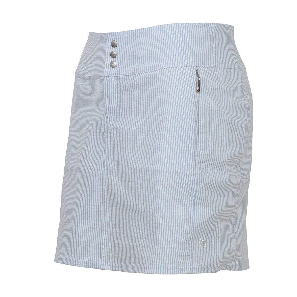 Jofit - Sunshine Seersucker Signature Skort 15.5&quot;, Color: Vista Blue/White, Size: 8