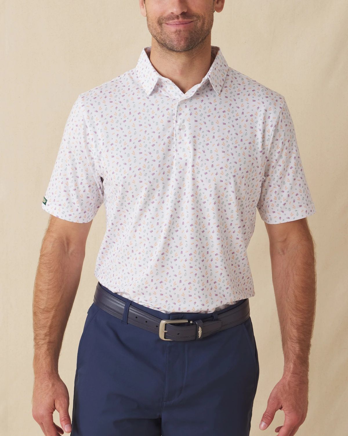 Straight Down - Pimento Cheese Polo, Color: White, Size: Large