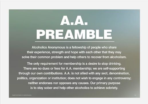 AA Preamble Placard 19'x29'