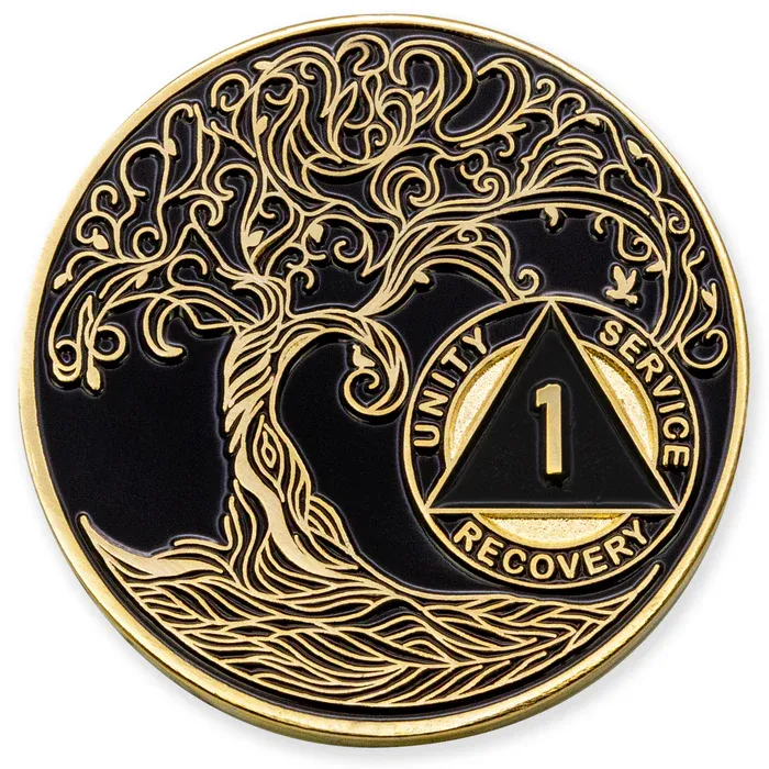 Twisted Tree Medallion, Black - 1-40 Years Twisted Tree Medallion, Black - 1-40 Years