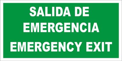 Señalización personalizada en fotoluminiscente de 30x15cm, con cinta doble faz, en poliestireno