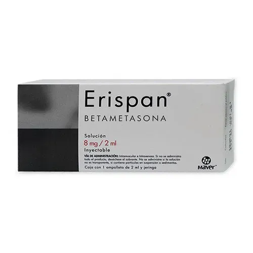 Erispan (Betametasona) 8mg/2ml Inyectable 1amp + 1jer