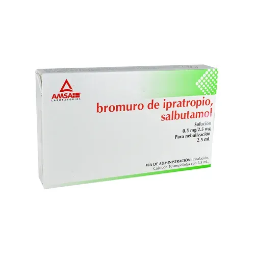 Bromuro de Iptratropio/Salbutamol 0.5/2.5mg p/Nebulizacion 10amp 2.5ml