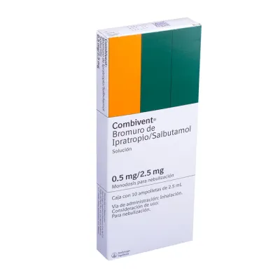 Combivent (Bromuro de Ipratropio/Salbutamol) 0.5/2.5mg p/Nebulizacion 10amp 2.5ml
