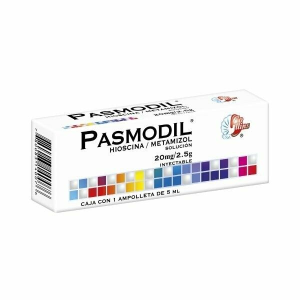 PASMODIL (Hioscina/Metamizol) 20mg/2.5g Inyectable 1amp 5ml