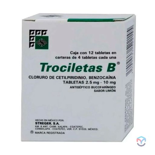 Trociletas B (Cetilpiridinio/Benzocaina) 2.5mg/10mg 12tabs