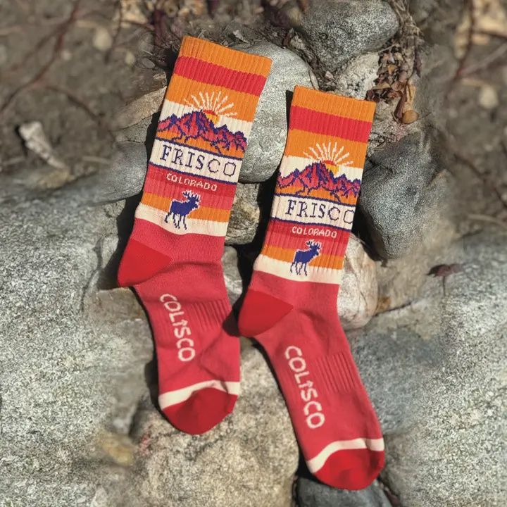 COLISCO Unisex Crew Socks - Moose Frisco Colorado (Red)