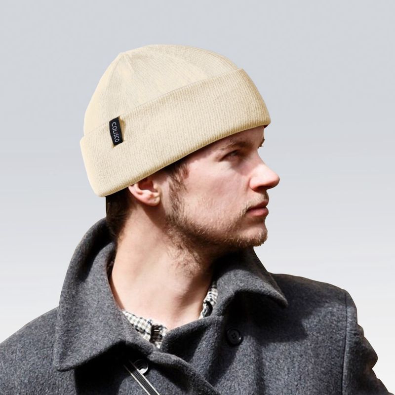 Colisco Soft Warm Cuff Beanie, Cozy Winter Knitted Beanie Hat , White 10158