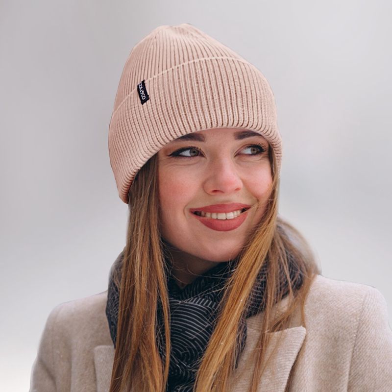 Colisco Soft Warm Cuff Beanie, Cozy Winter Knitted Beanie Hat, Pink 10169