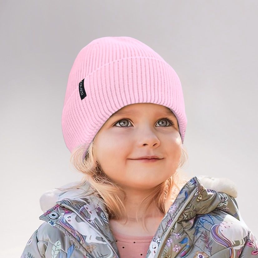 Colisco Soft Warm Cuff Beanie, Cozy Winter Knitted Beanie Hat , Light Pink