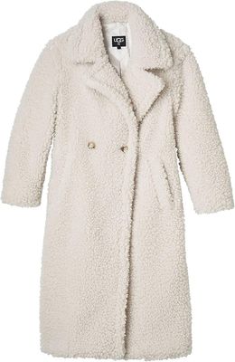 W Gertrude Long Teddy Coat_White