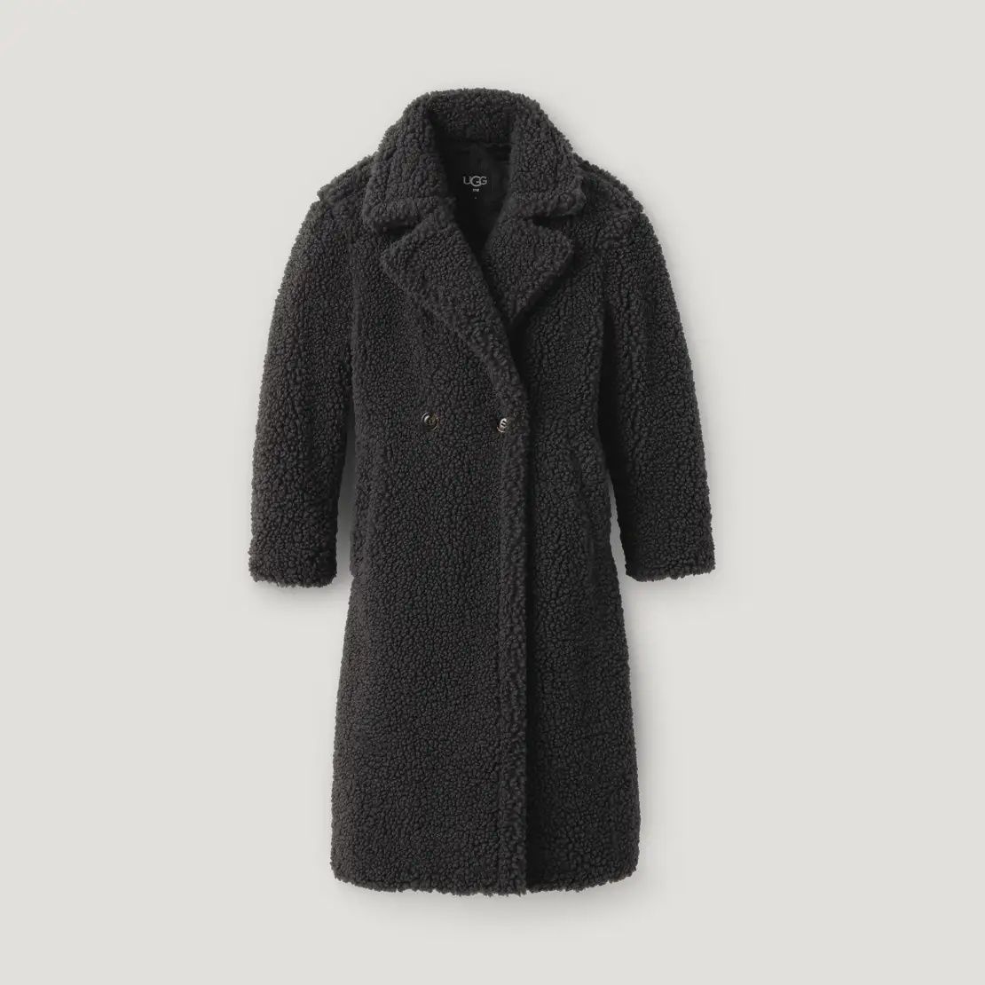 W Gertrude Long Teddy Coat_Black 164318