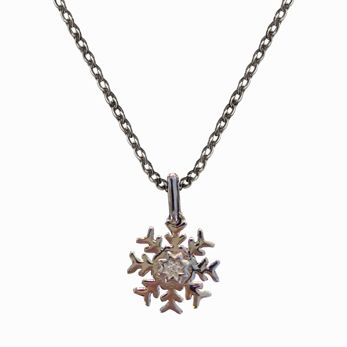 Colisco Snowflake Necklace, 18k White Gold Necklace for Women 10053