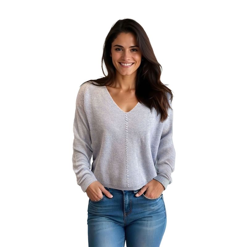 Colisco&#39;s 100% Pure Cashmere  V Neck Sweater, Light Blue 165165