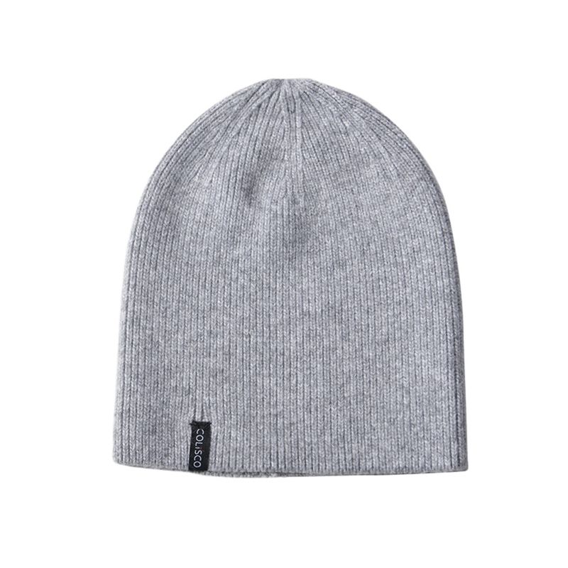Colisco Women’s Cashmere Blend Classic Winter Beanie, Soft Knit Hat for Cold Weather,  Light Grey