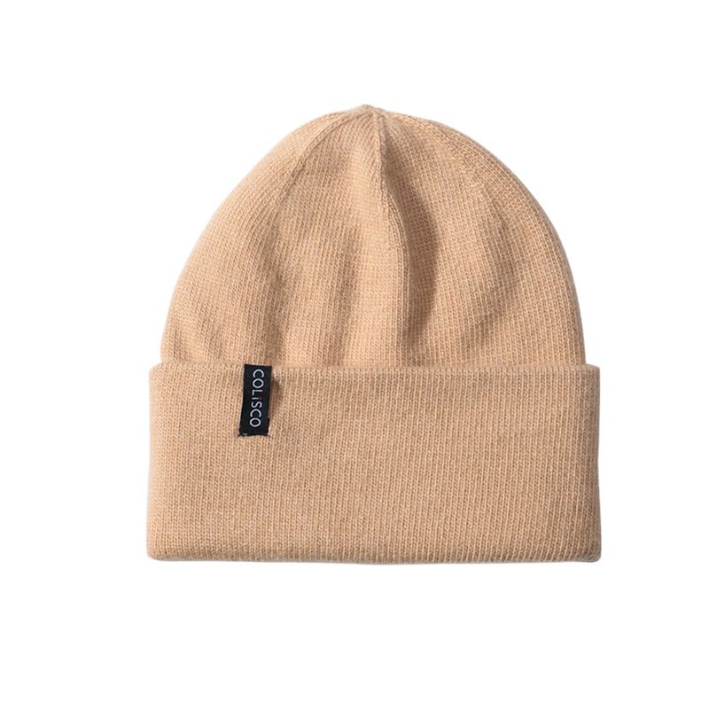 Colisco Soft Warm Cuff Men's Beanie, Cozy Winter Knitted Beanie Hat, Light Brown