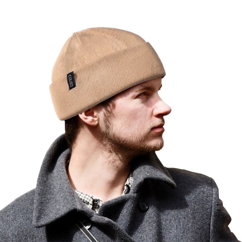 Colisco Soft Warm Cuff Men&#39;s Beanie, Cozy Winter Knitted Beanie Hat, Light Brown