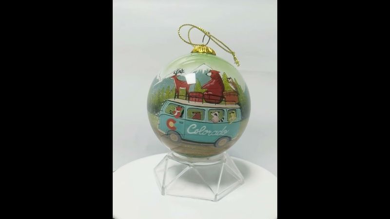 Colisco Colorado Camping Animals Hand Painted Glass Ornament