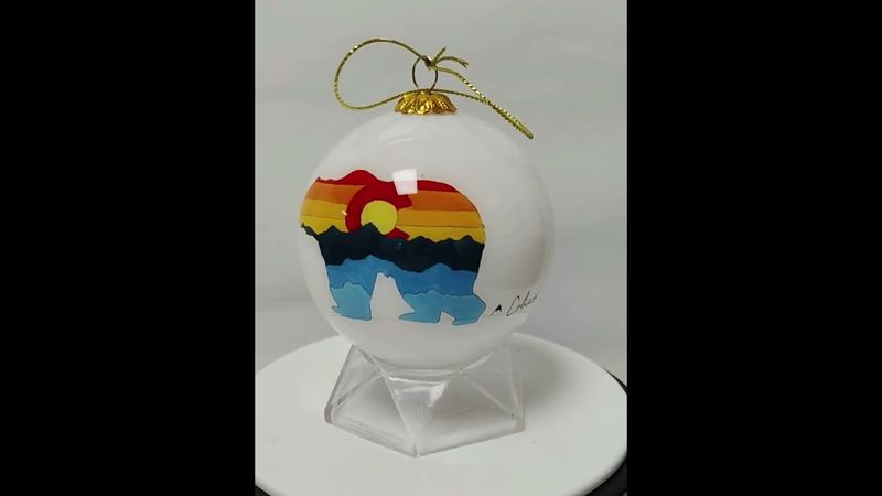 Colisco Colorado Bear Multicolor Hand Painted Glass Ornament, M
