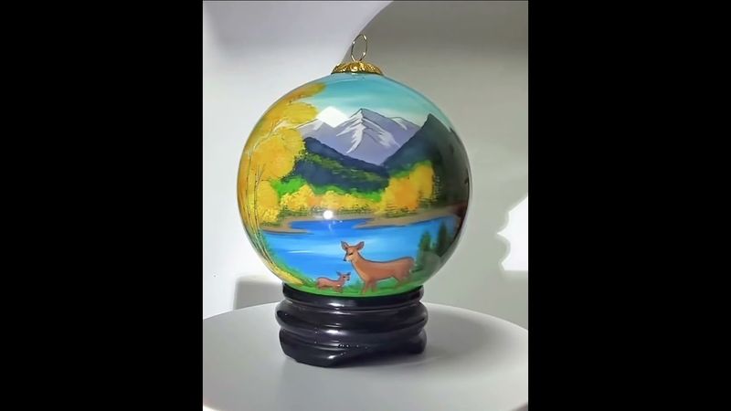 Colisco Autumn Mountain Deer Hand Painted Ornament